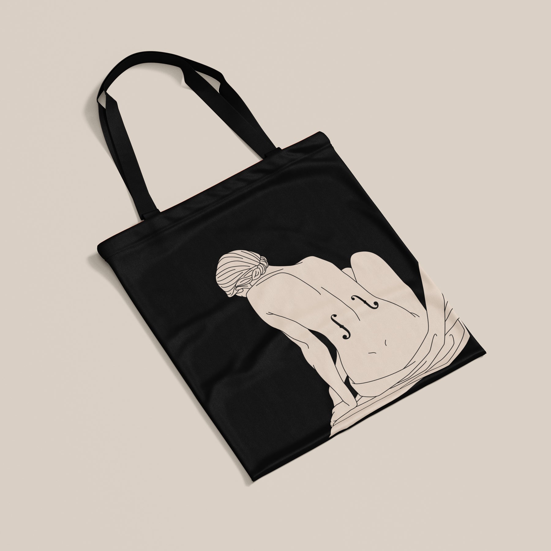 Violin violinist viola cello Man Ray illustration cotton tote bag