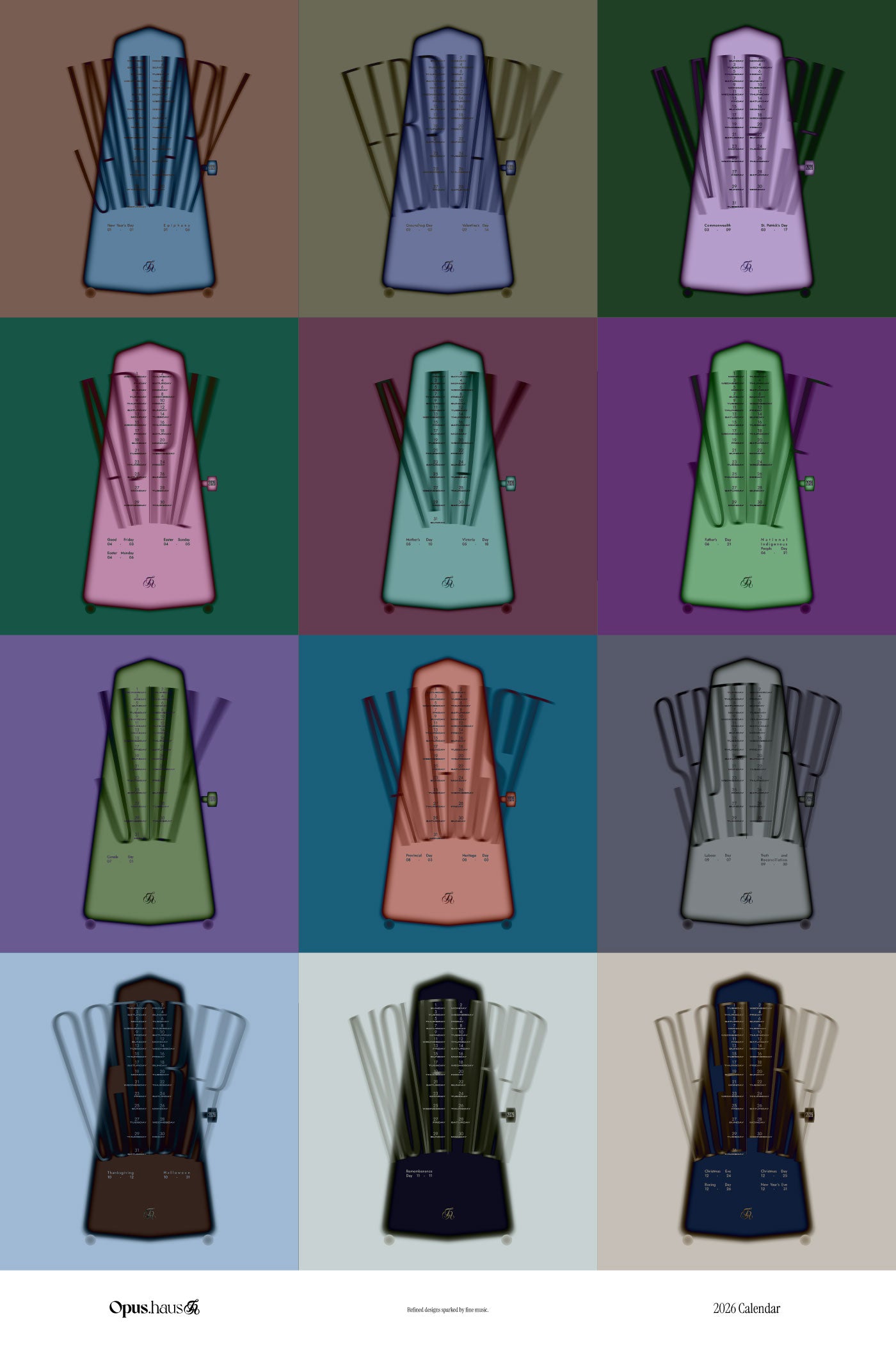 2026 Metronome Wall Calendar