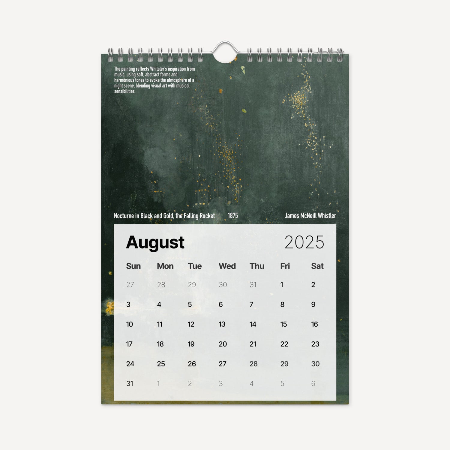 Musician calendar August Nocturne James Whistler