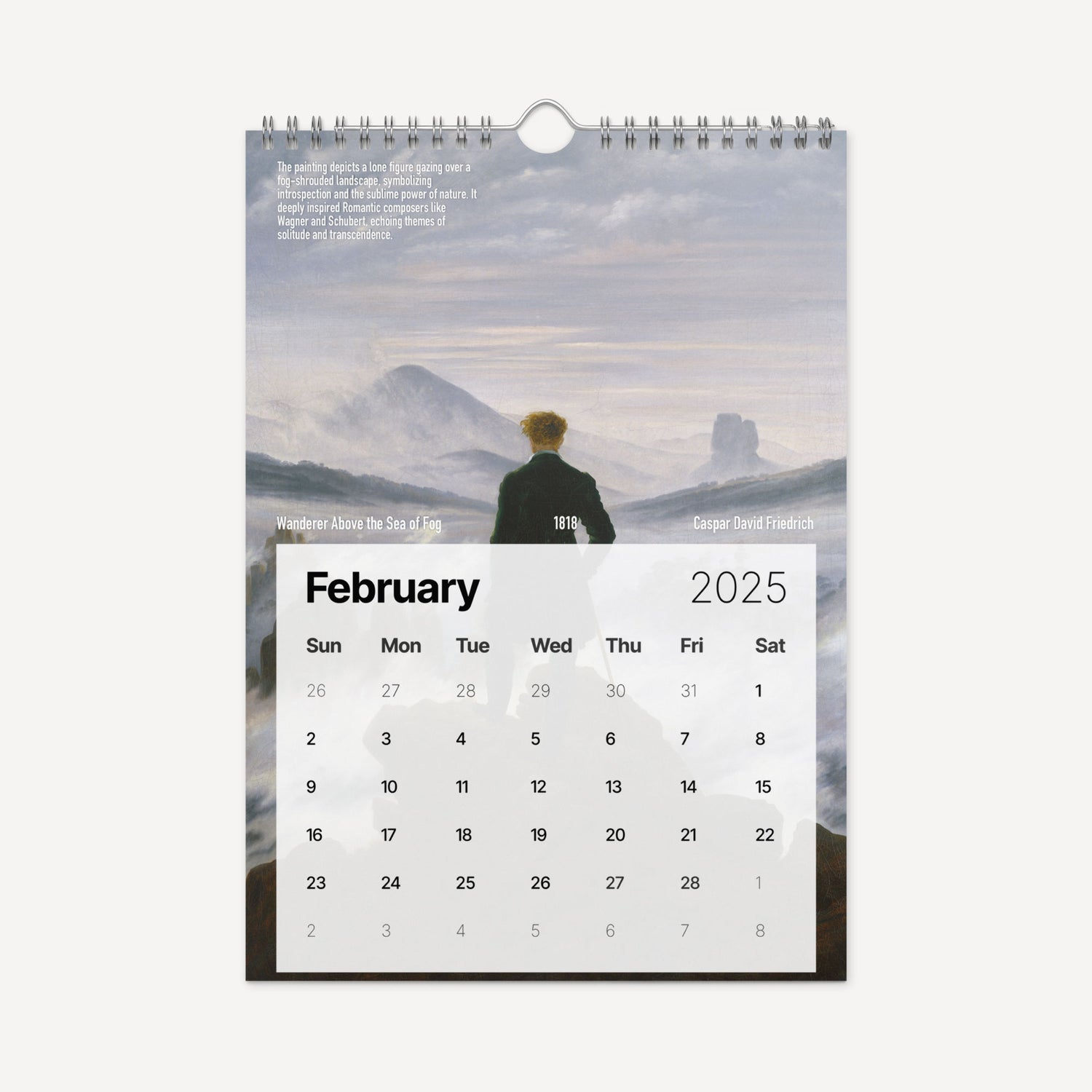 Musician calendar February Wanderer Schubert