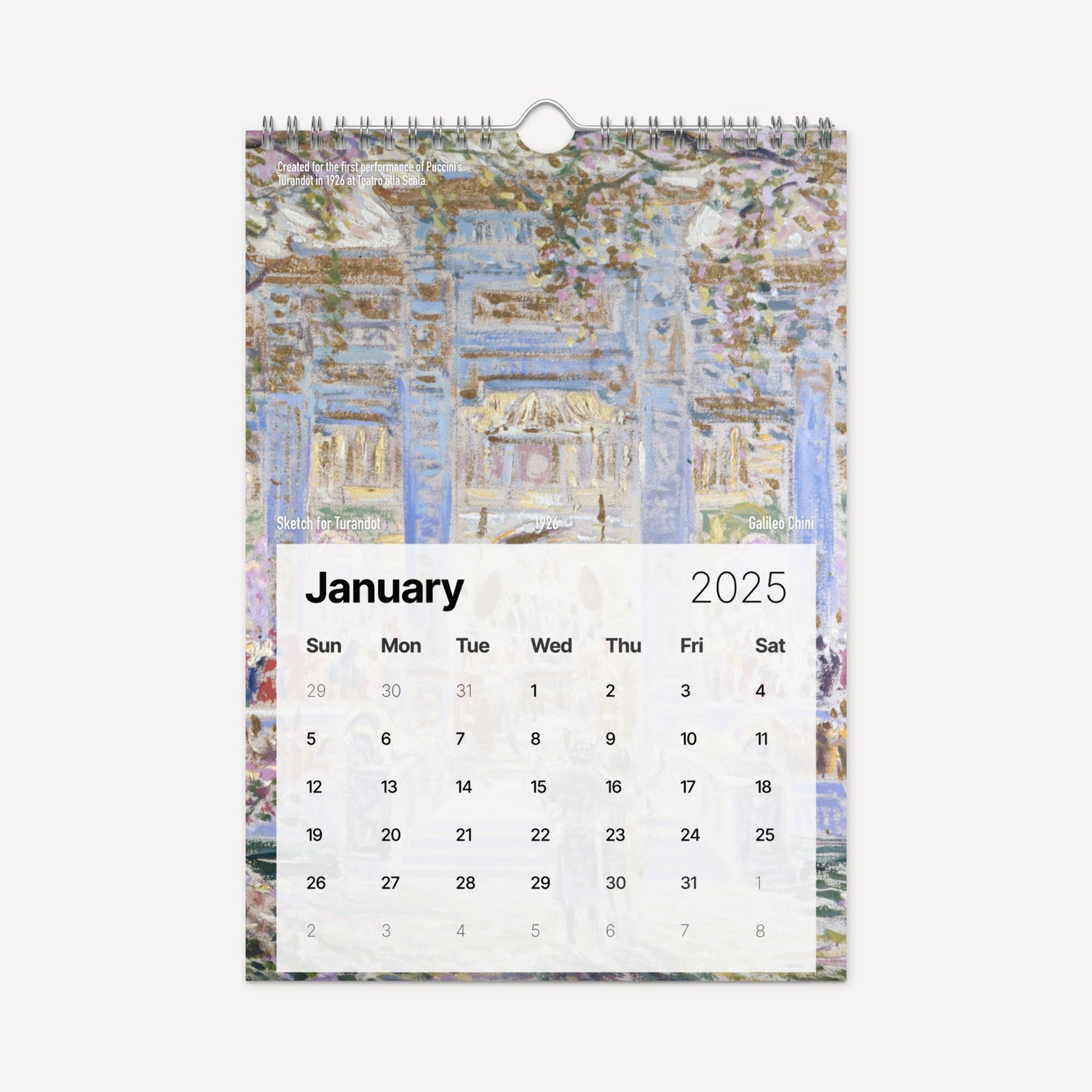 Musician calendar January Turandot Puccini