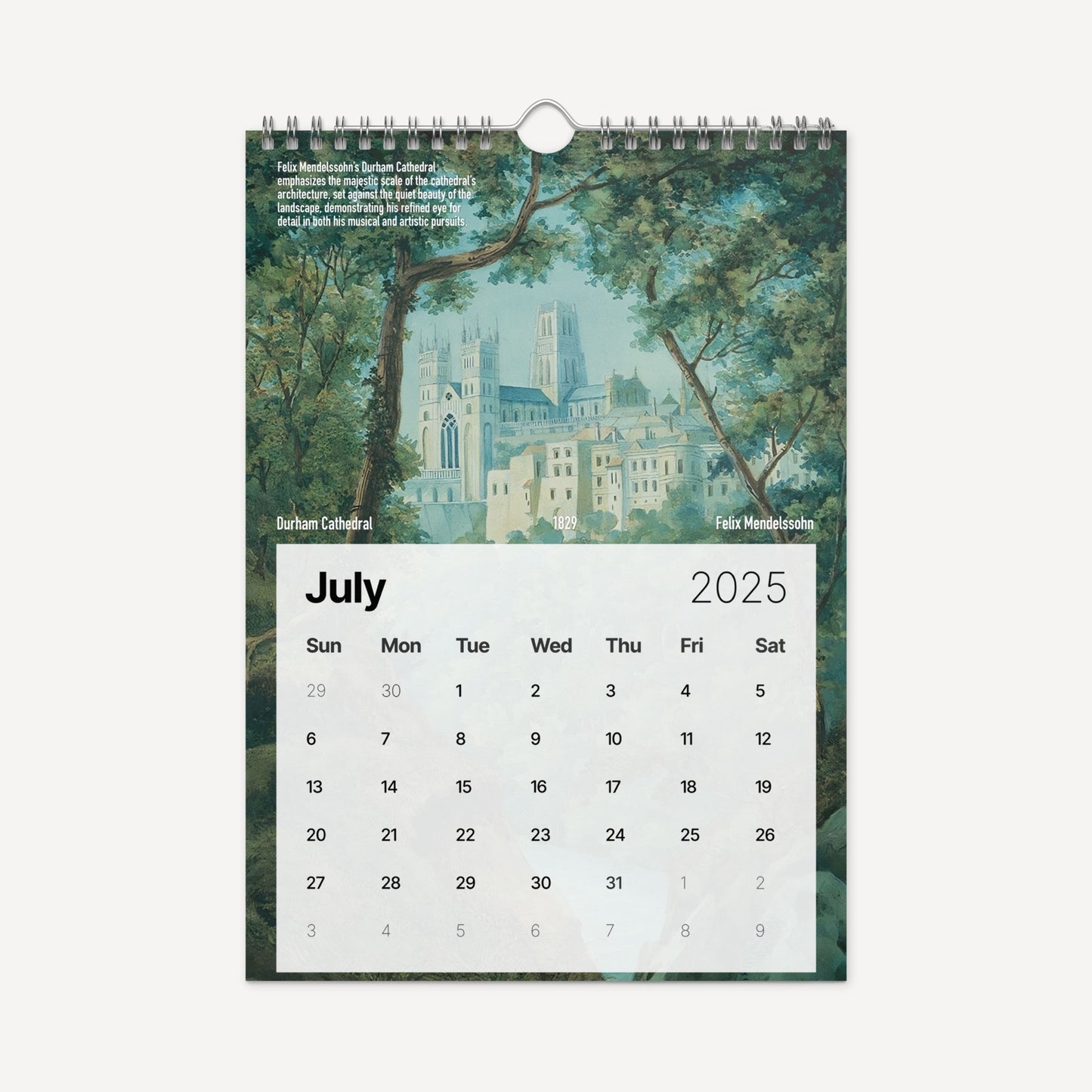 Musician calendar July Mendelssohn watercolor