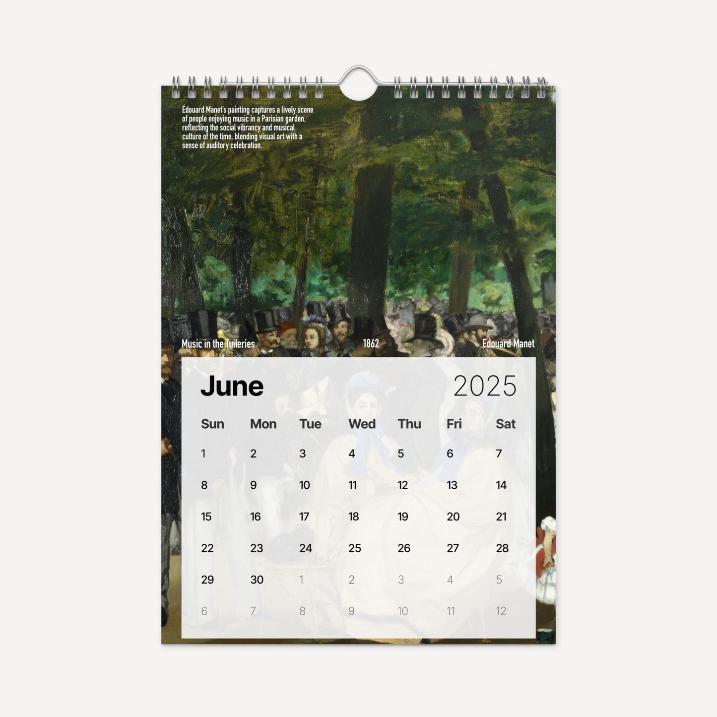 Musician calendar June Manet Music in the Tuileries