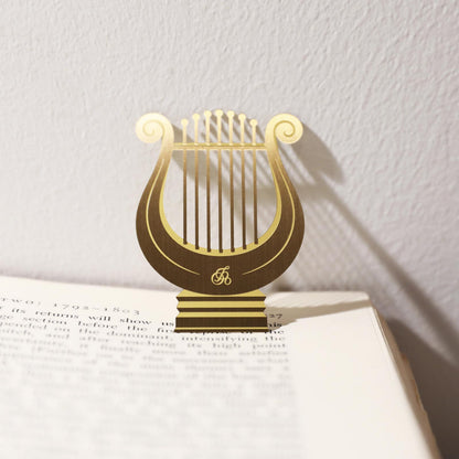 Classical Lyre Harp Brass Bookmark